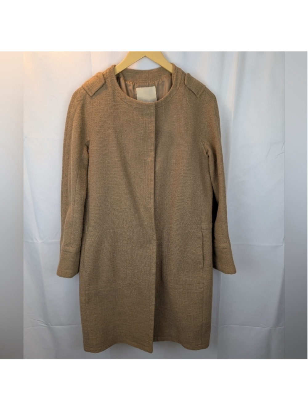 S' Max Mara Stylish Cotton Tan Coat Size 8 In VGUC
